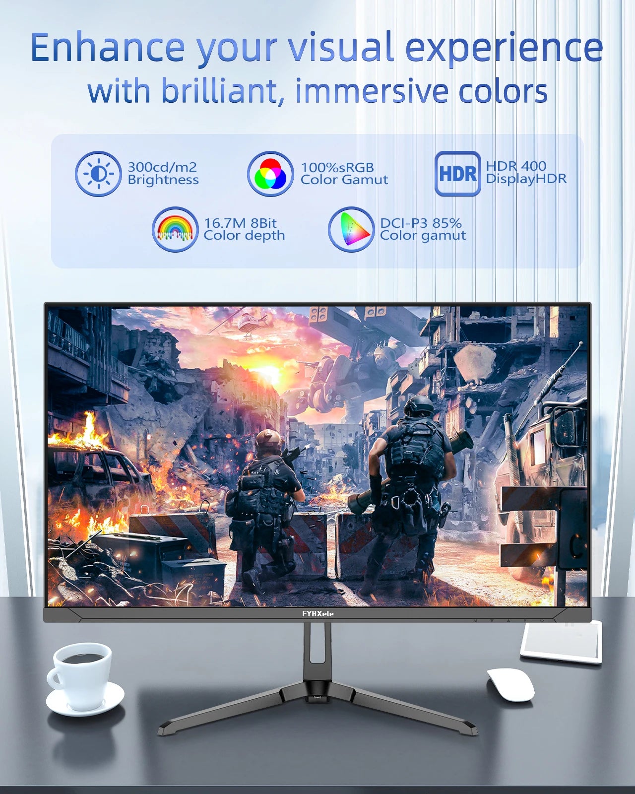 FYHXele 24.5 Inch HDMI DP Gaming Monitor Wide View Angle 320Hz 1080P PC Monitor
