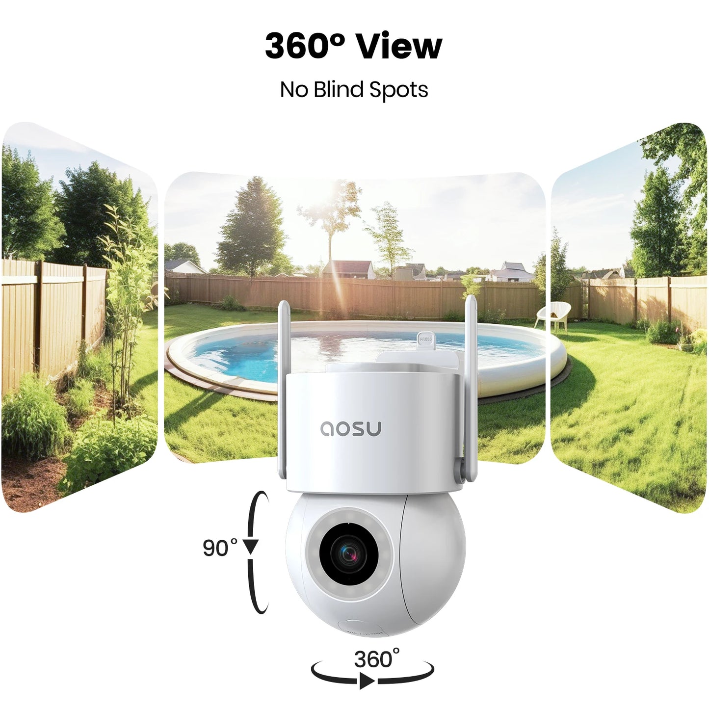WiFi Camera Outdoor 360° View PTZ Smart Security Camera Auto Tracking