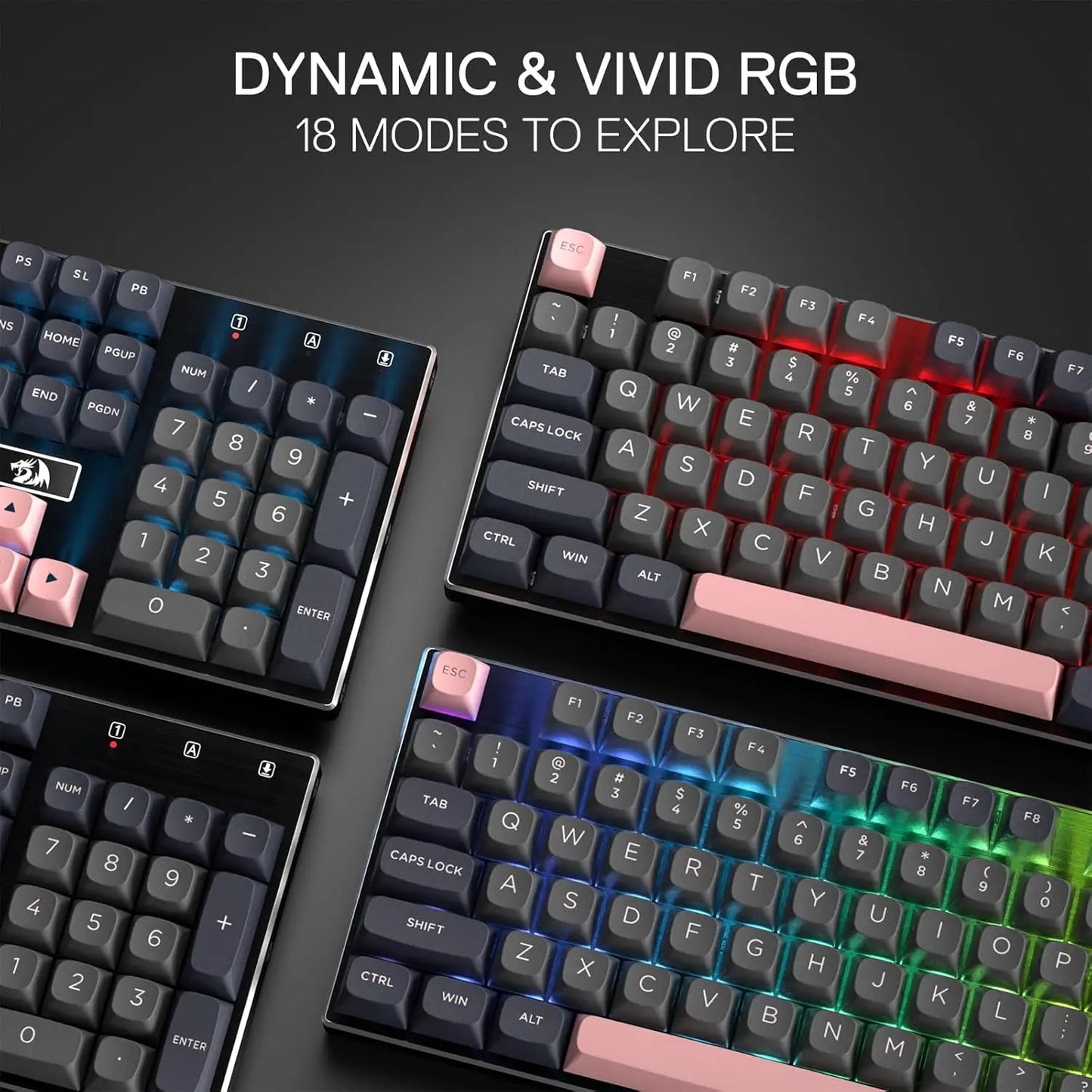 104 Keys Hot-Swap Mechanical Noise Dampening Kit Gaming Keyboard,