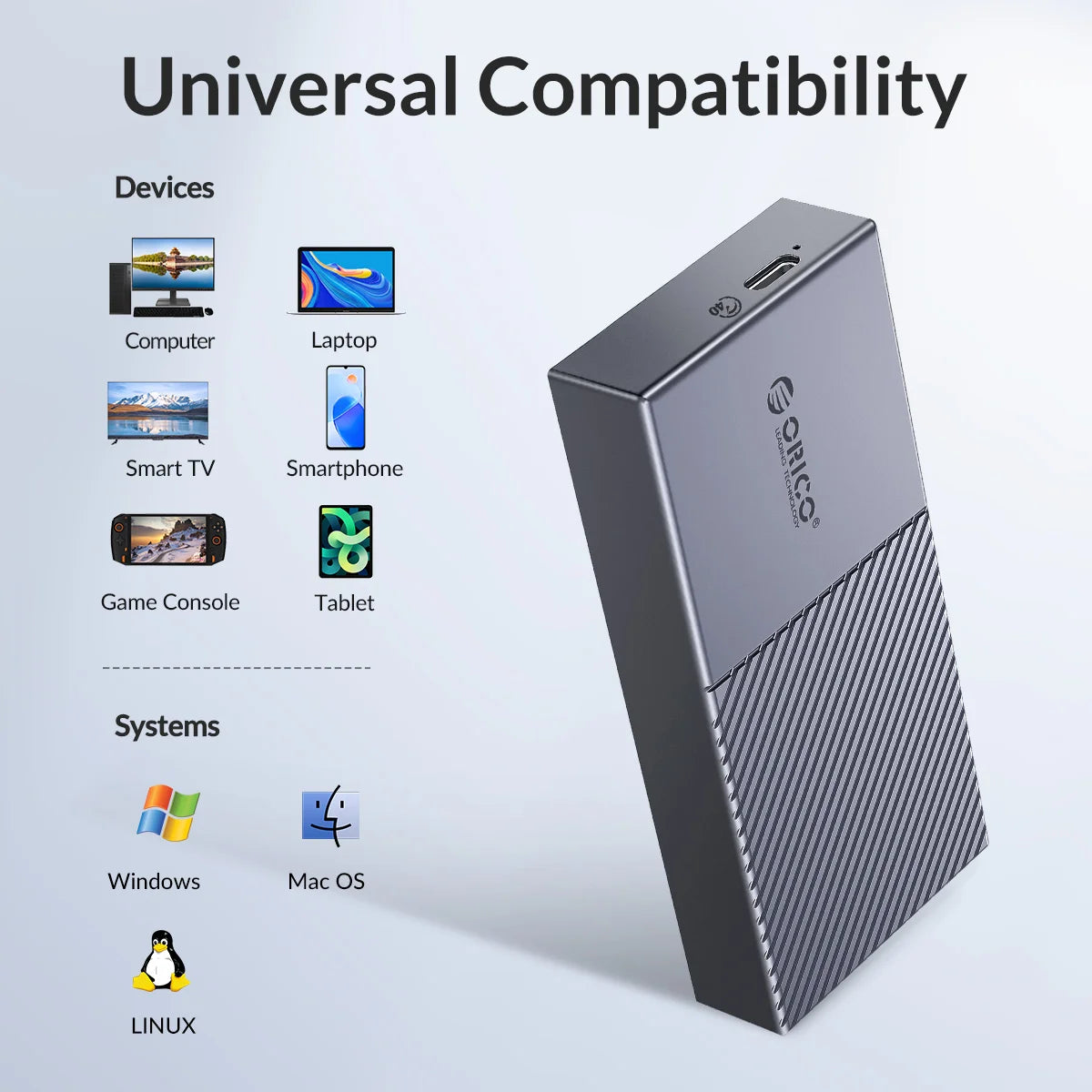 ORICO USB4 NVMe SSD Enclosure 40Gbps PCIe3.0x4 Aluminum M.2 SSD Case