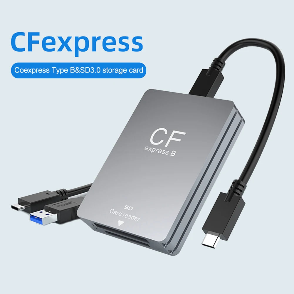 2 in 1 CFexpress Type B SD Card Reader Portable CF Express Reader USB3.2 10Gbps
