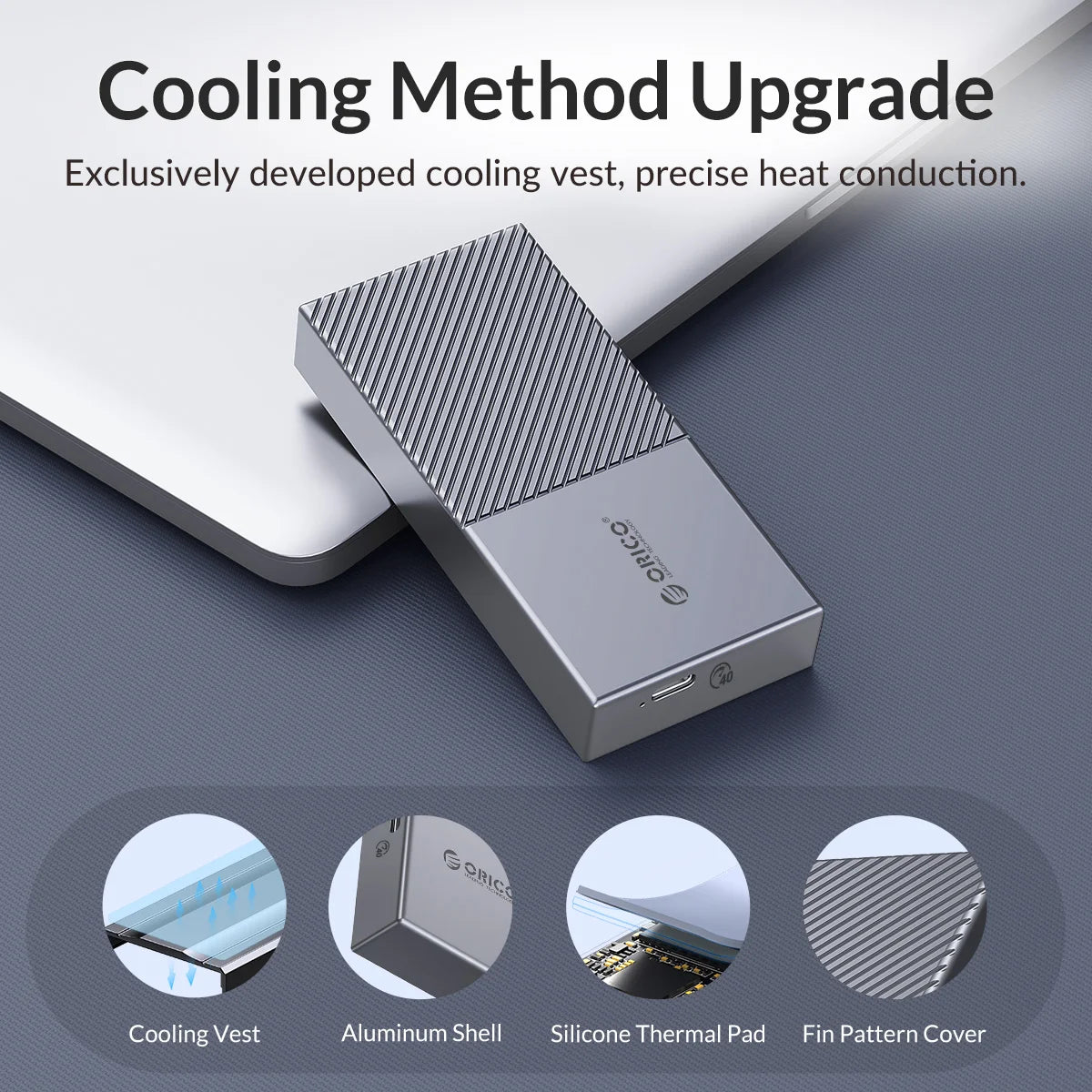 ORICO USB4 NVMe SSD Enclosure 40Gbps PCIe3.0x4 Aluminum M.2 SSD Case