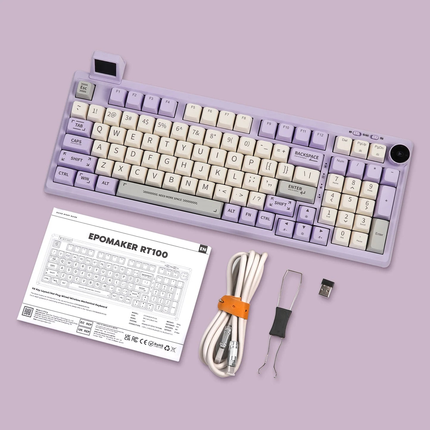 Hot-Swap Gasket-Mounted Wired/Bluetooth 5.0/2.4GHz Wireless Mechanical Keyboard with Mini Display/Knob