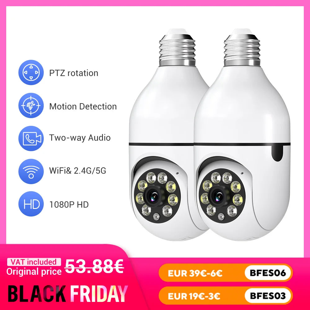 Light Bulb Security Cameras Outdoor Wireless WiFi Camera 5GHz, 360 Degree