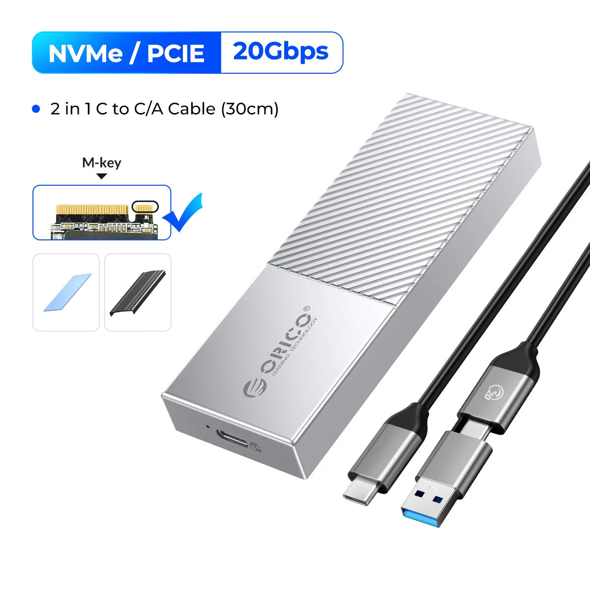 ORICO USB4 NVMe SSD Enclosure 40Gbps PCIe3.0x4 Aluminum M.2 SSD Case