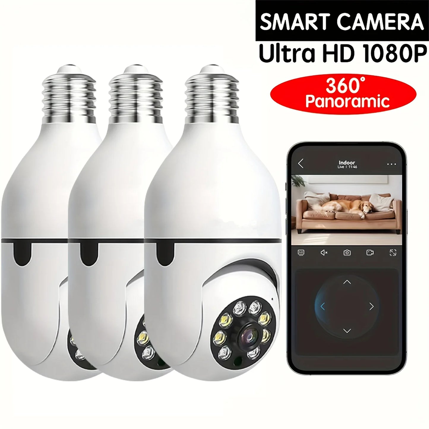 Light Bulb Security Cameras Indoor Outdoor Wireless WiFi Camera 2.4GHz,