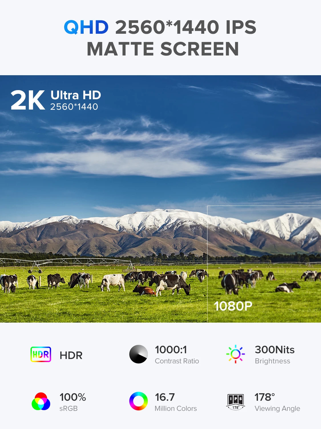 UPERFECT 22 inch 2K Portable Monitor 2560*1440 QHD