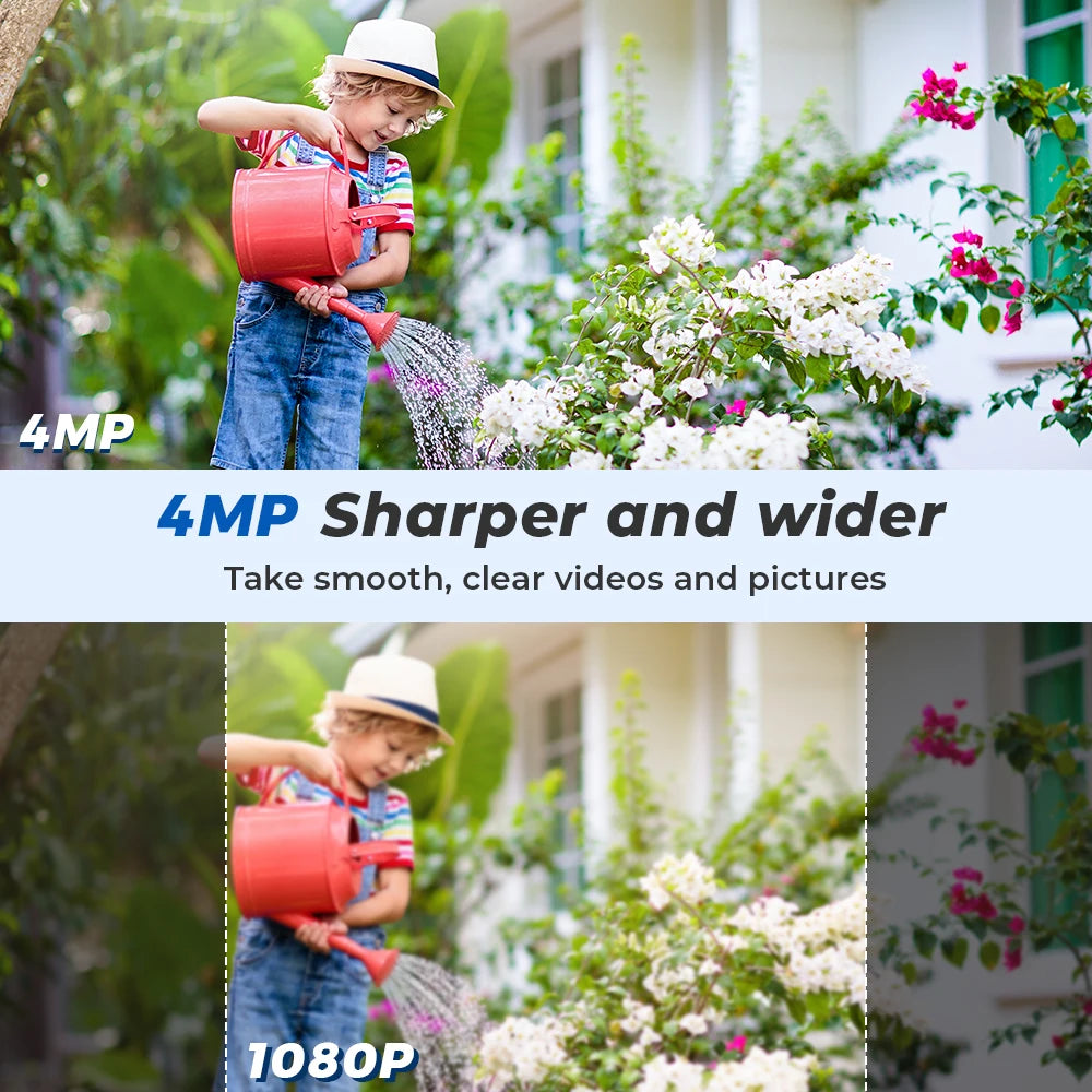 4K HD Solar WiFi Camera Outdoor Built-in Battery Dual Lens