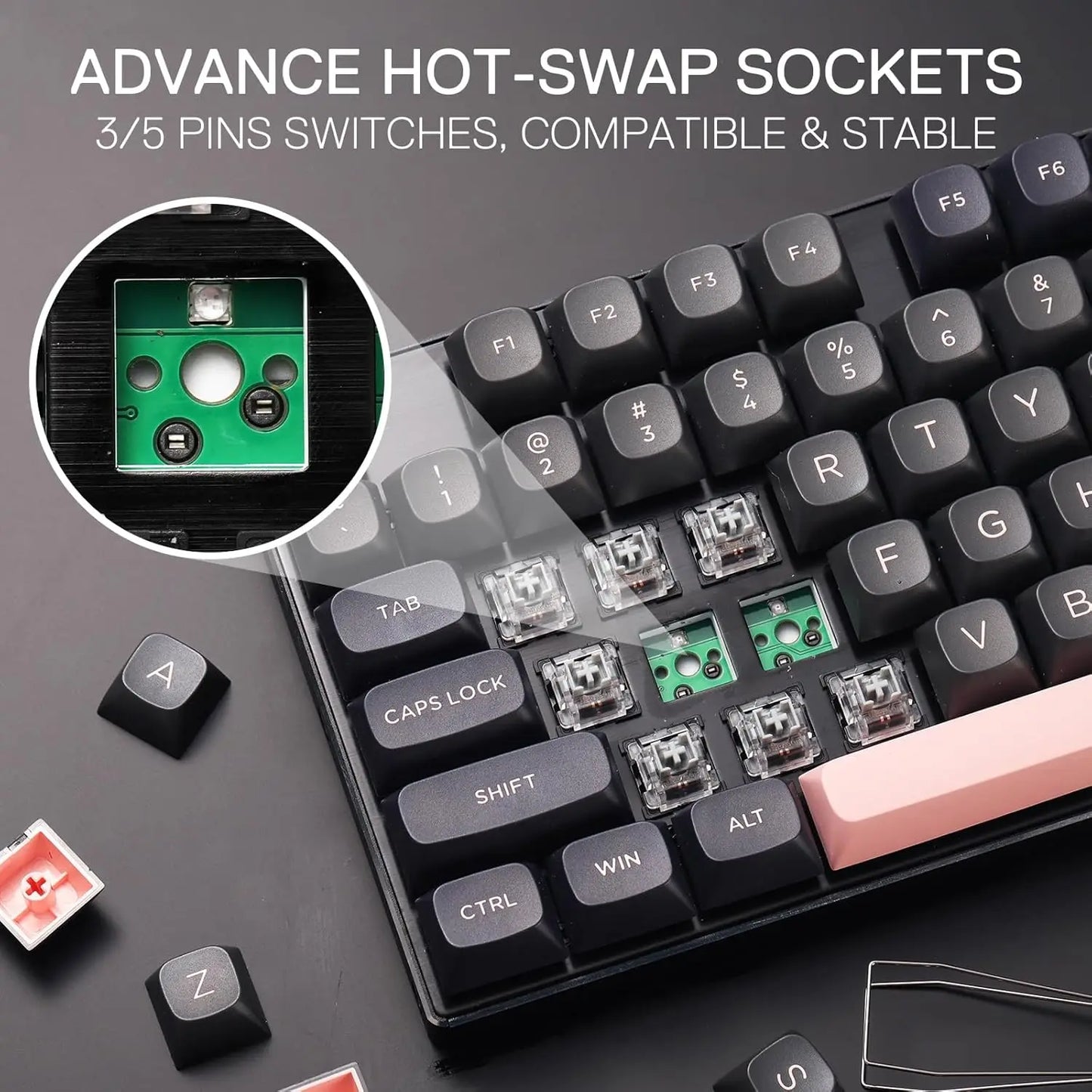104 Keys Hot-Swap Mechanical Noise Dampening Kit Gaming Keyboard,