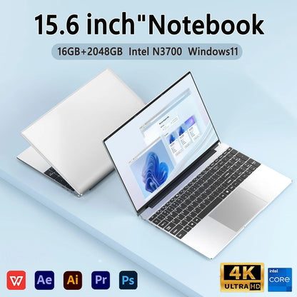 15.6" Ultra Slim Laptop 16GB RAM 2TB SSD Intel PC Windows 11 Pro