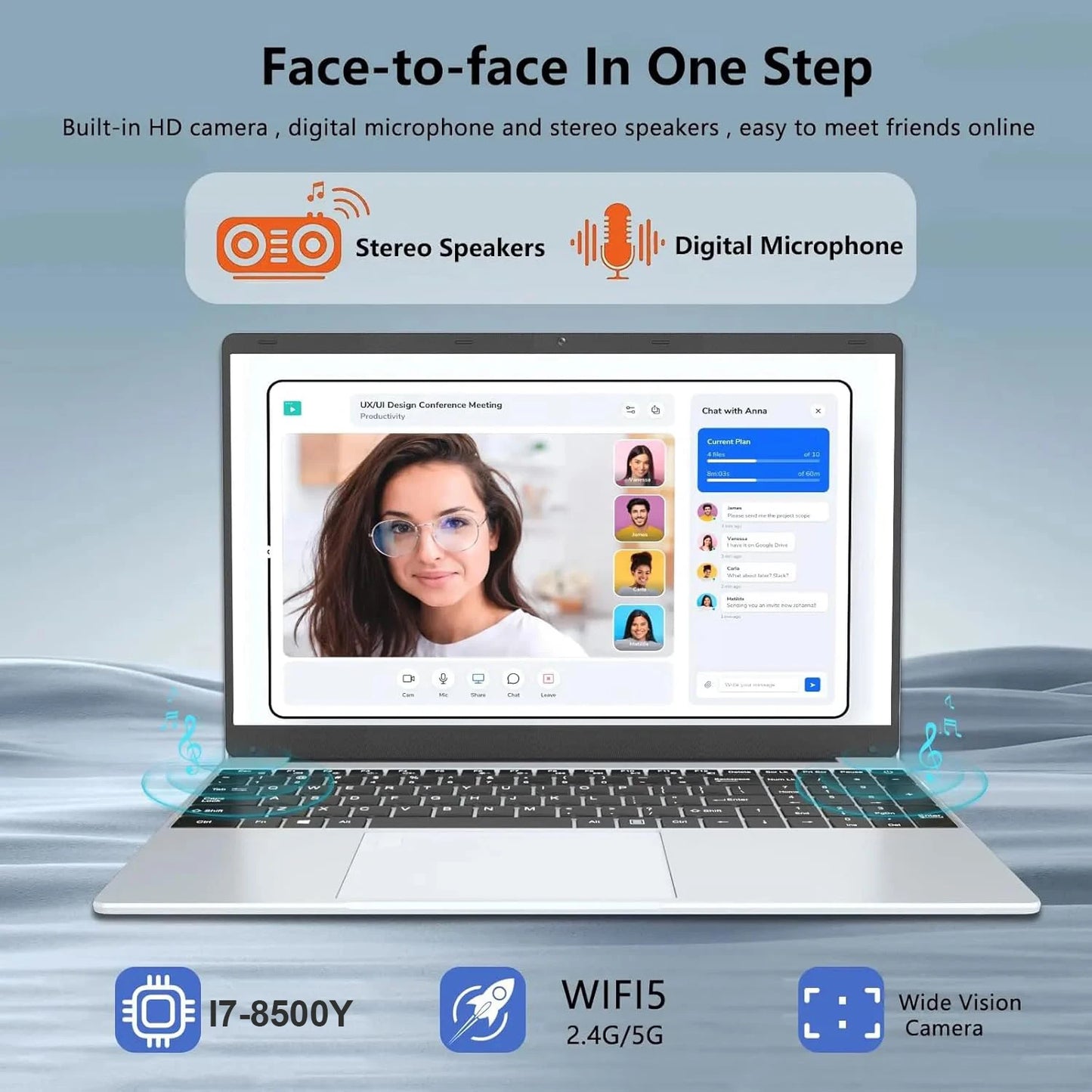 15.6" Intel Core i7 8500Y Laptop Computer PC Windows 11 Pro 16GB DDR4 1TB SSD i7