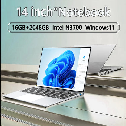 14.1"Ultra Slim Laptop  Intel N3700 16GB RAM 2TB SSD Windows 11 Pro