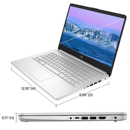 HP Newest 14" Laptop,Intel Celeron N4120,Up to16GB RAM,384GB Storage(128GB eMMC+256GB Micro SD),1Year Office 365,Silver