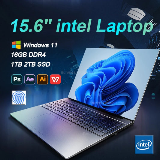 Intel Notebook 15.6" Ultra Slim Laptop Intel Celeron N4000 16GB RAM 1TB Windows 11 Pro