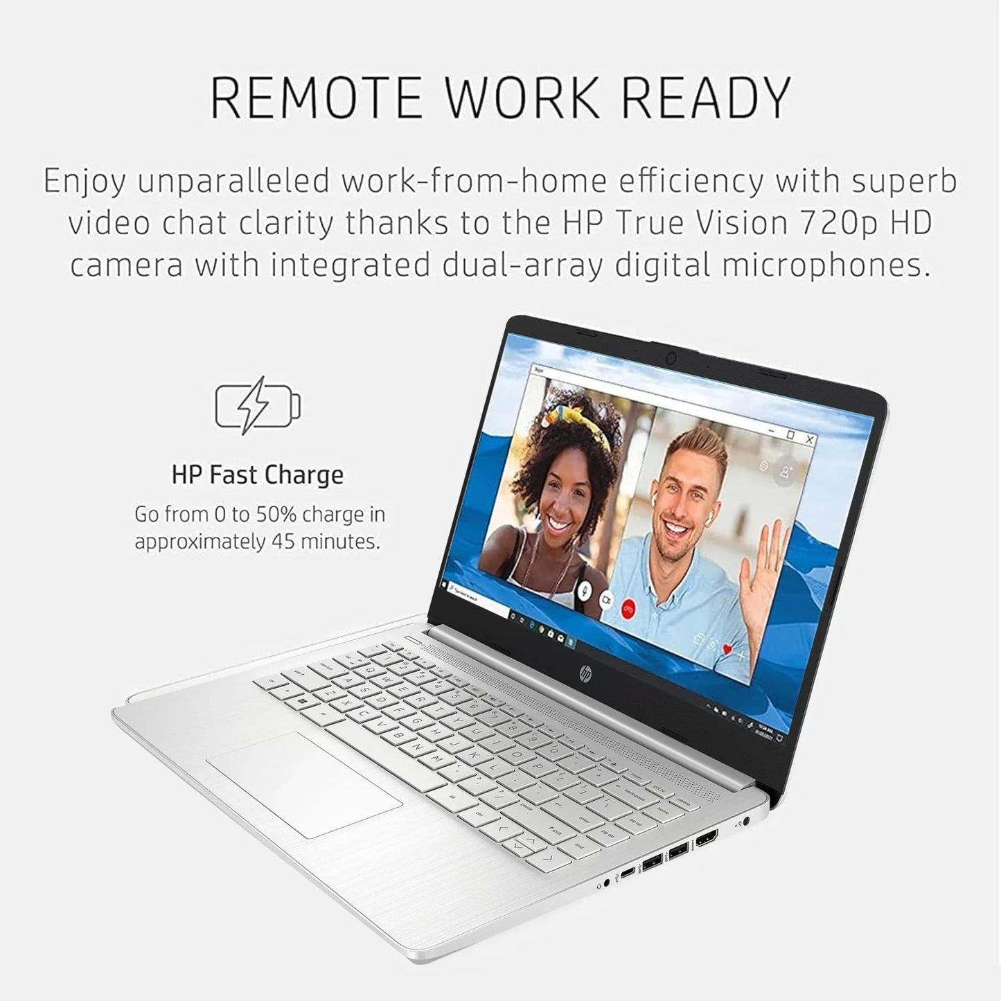 HP Newest 14" Laptop,Intel Celeron N4120,Up to16GB RAM,384GB Storage(128GB eMMC+256GB Micro SD),1Year Office 365,Silver