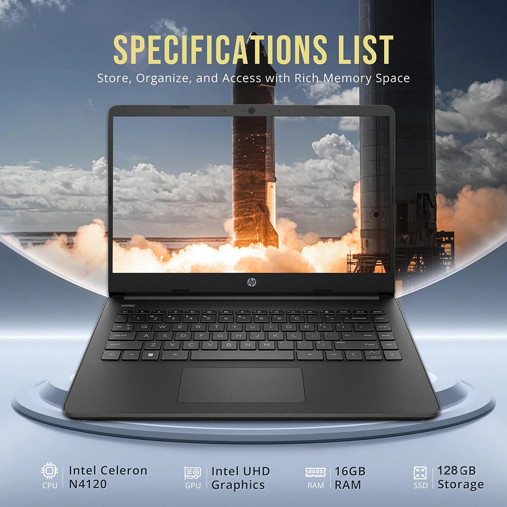 HP Newest 14" Business Laptop, Intel Celeron N4120, 16GB RAM, 384GB Storage