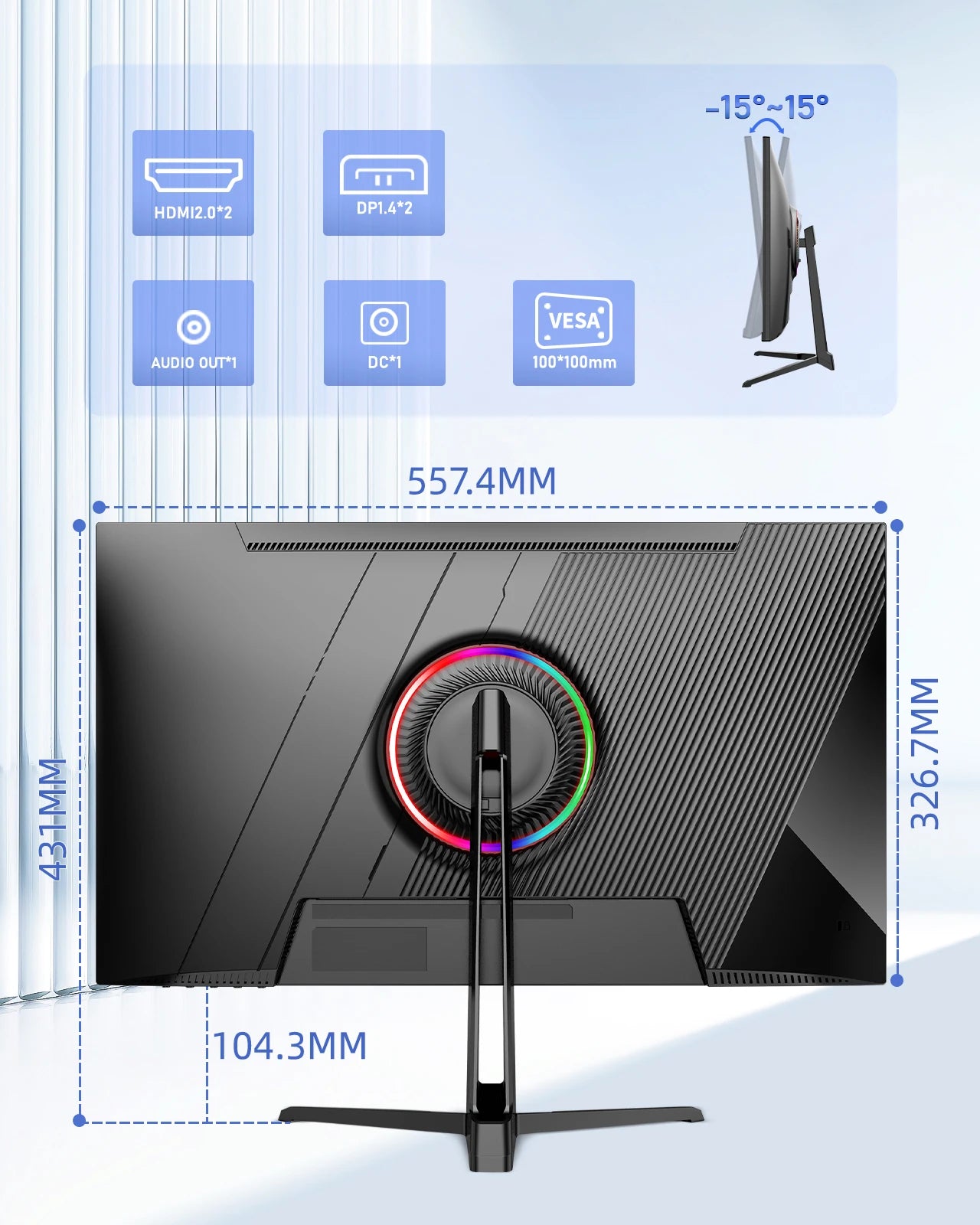 FYHXele 24.5 Inch HDMI DP Gaming Monitor Wide View Angle 320Hz 1080P PC Monitor