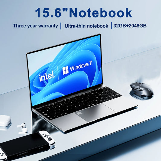 15.6"Laptop Intel Celeron N5095 notebook 32GB RAM 2TB SSD Windows 11