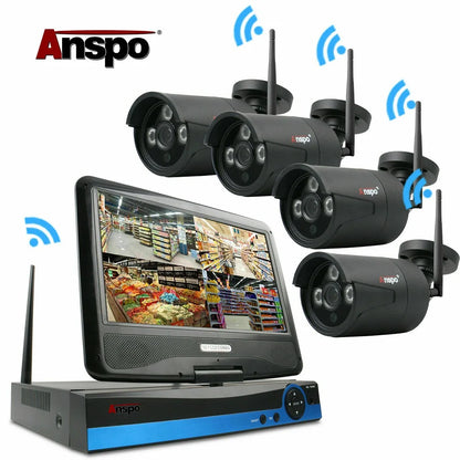 4CH Wireless WiFi Camera Outdoor NVR Home Security CCTV System