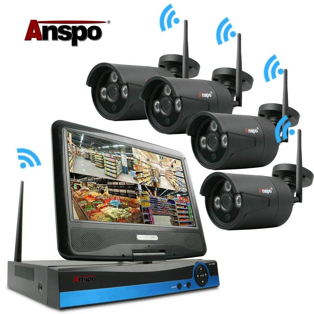 4CH Wireless WiFi Camera Outdoor NVR Home Security CCTV System