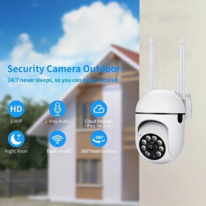 Wireless WiFi Security Camera,1080P,Color Night Vision,2-Way Audio,360 Pan/Tilt/Zoom, Motion Tracking