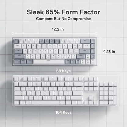Redragon K631 Gery 65% Wired RGB Gaming Keyboard, Hot-Swappable