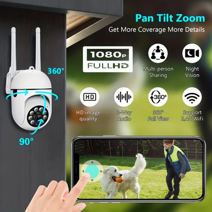 Wireless WiFi Security Camera,1080P,Color Night Vision,2-Way Audio,360 Pan/Tilt/Zoom, Motion Tracking