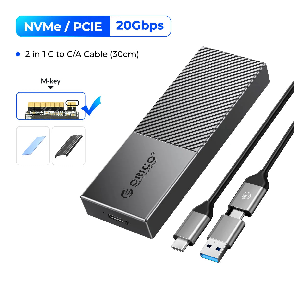 ORICO USB4 NVMe SSD Enclosure 40Gbps PCIe3.0x4 Aluminum M.2 SSD Case