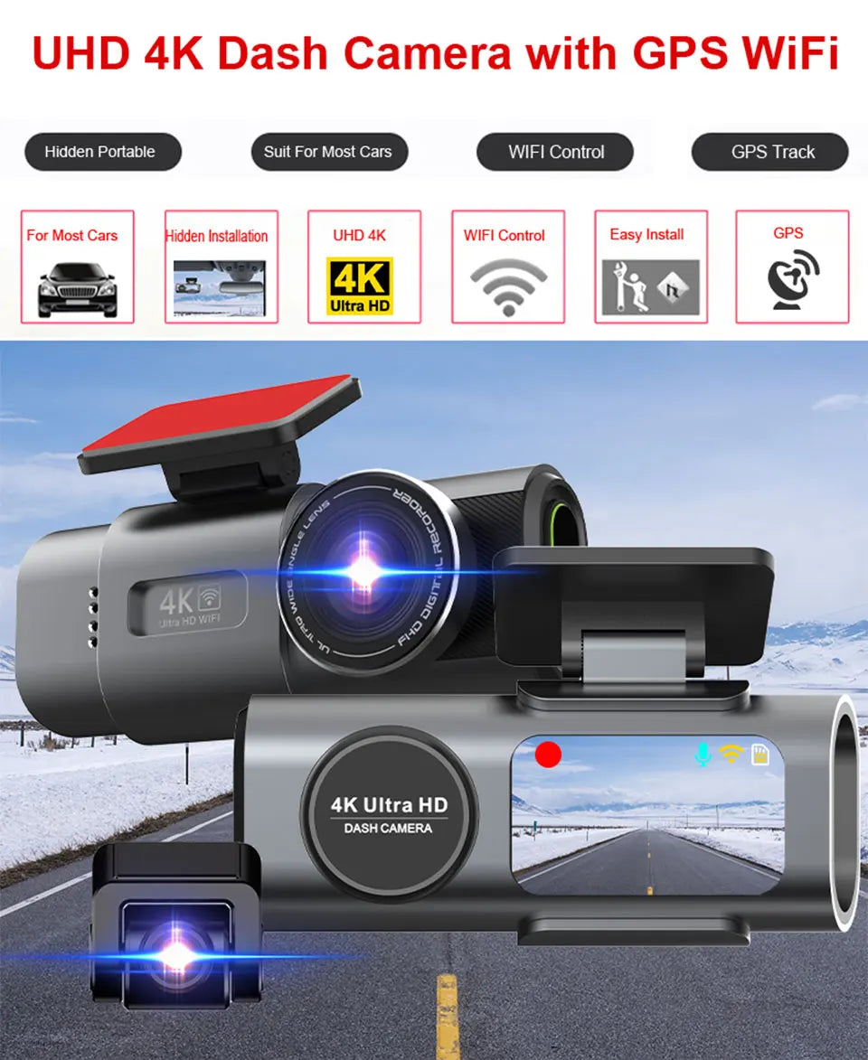 Dual Lens 4K UHD Recording Car Camera DVR Night Vision