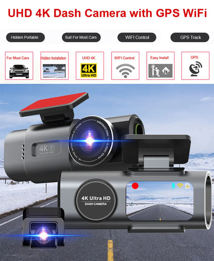Dual Lens 4K UHD Recording Car Camera DVR Night Vision