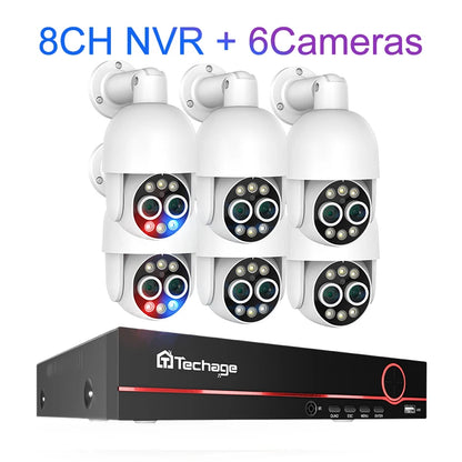8MP Dual Lens PoE Security Camera System 8X Zoom 4MP Two Way Audio NVR Human Detect ONVIF Video Surveillance Kit