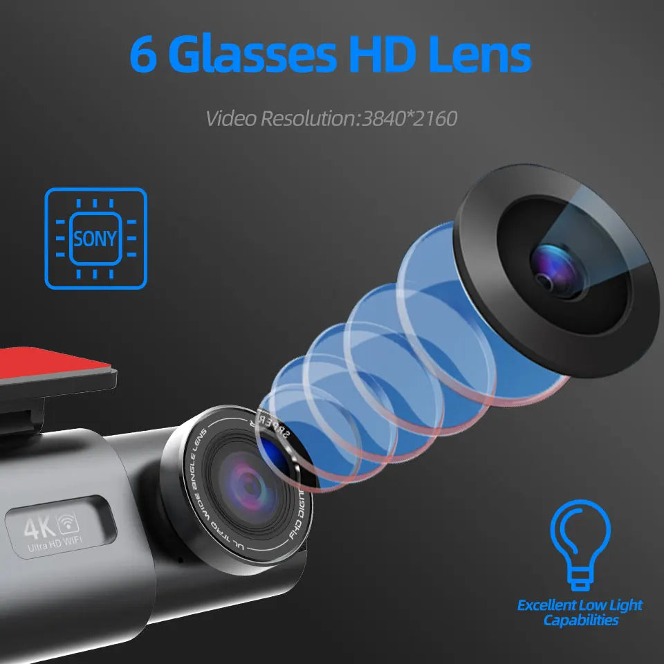 Dual Lens 4K UHD Recording Car Camera DVR Night Vision