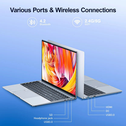 15.6-inch Laptop Windows 11 32GB RAM DDR4 2TB SSD Intel N5095 Full HD Office PC