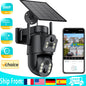 4K HD Solar WiFi Camera Outdoor Built-in Battery Dual Lens