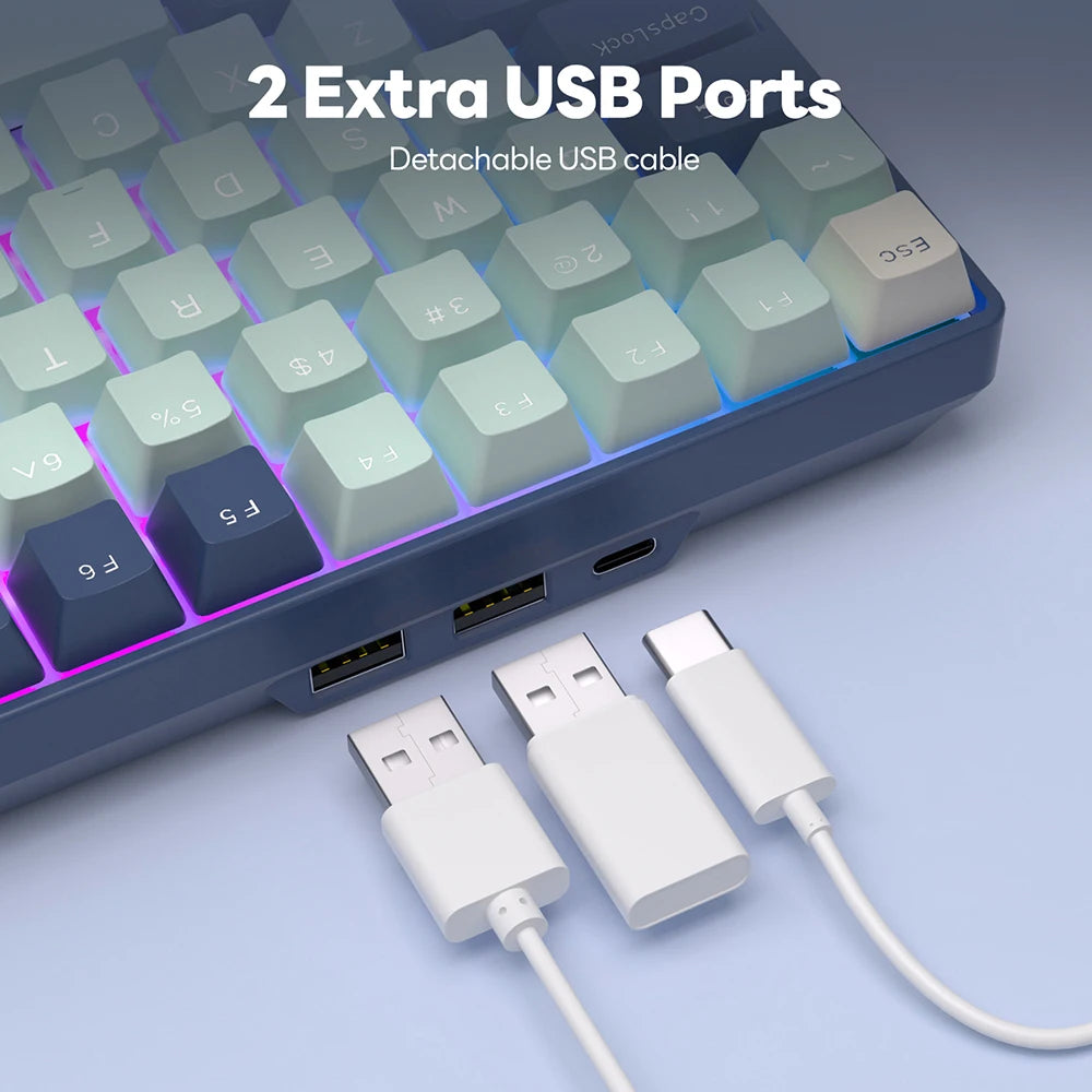 Tri-Mode BT5.0/2.4G/USB-C Hot-Swappable Mechanical Keyboard 96 Keys Bluetooth Wireless Gaming Keyboard