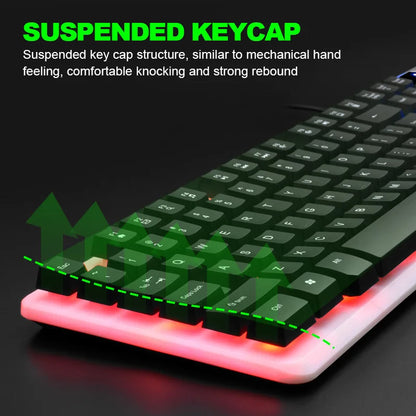 GTX350 Glow Keyboard and Mouse Kit USB Wired 104 Keys Cap Cover