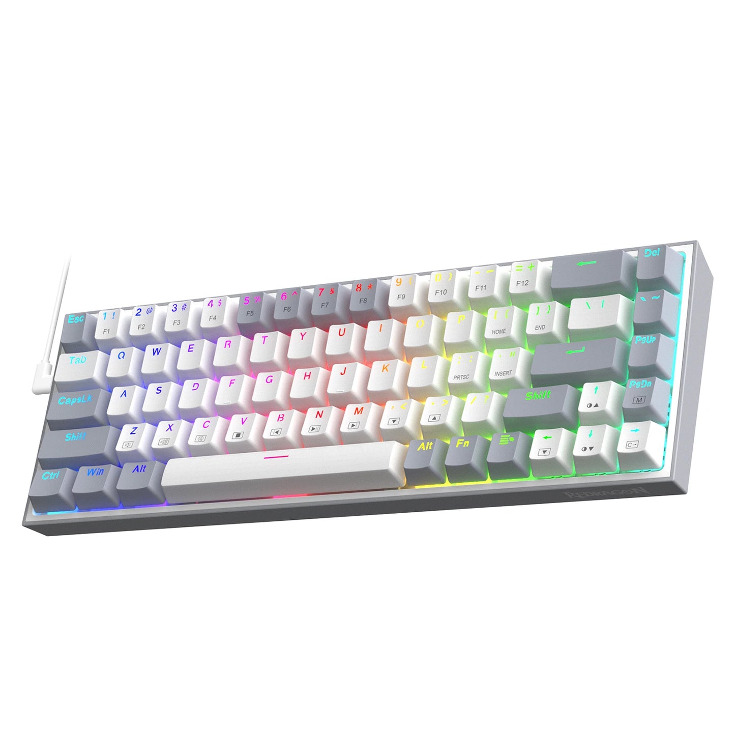 Redragon K631 Gery 65% Wired RGB Gaming Keyboard, Hot-Swappable
