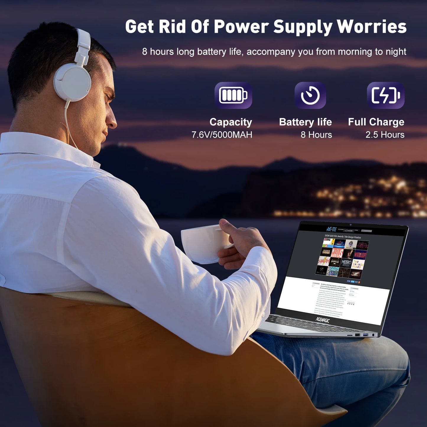 ACEMAGIC 15.6" Ultra Slim Laptop 16GB RAM 512GB SSD Intel N97 Notebook Windows 11
