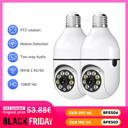 Light Bulb Security Cameras Outdoor Wireless WiFi Camera 5GHz, 360 Degree