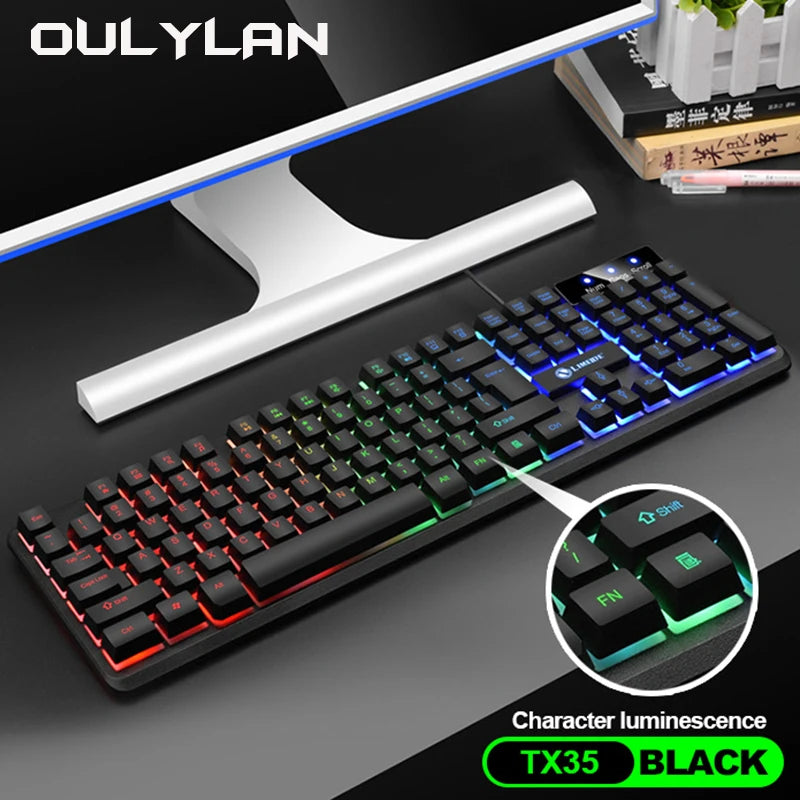 GTX350 Glow Keyboard and Mouse Kit USB Wired 104 Keys Cap Cover