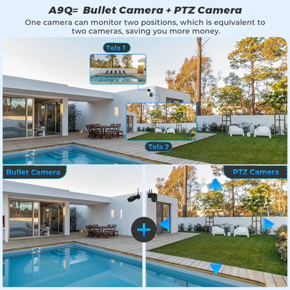 Wifi Camera PTZ Outdoor Dual Screens Human Detection Dual Lenses