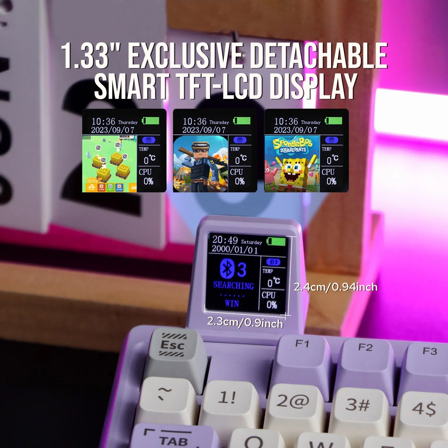 Hot-Swap Gasket-Mounted Wired/Bluetooth 5.0/2.4GHz Wireless Mechanical Keyboard with Mini Display/Knob