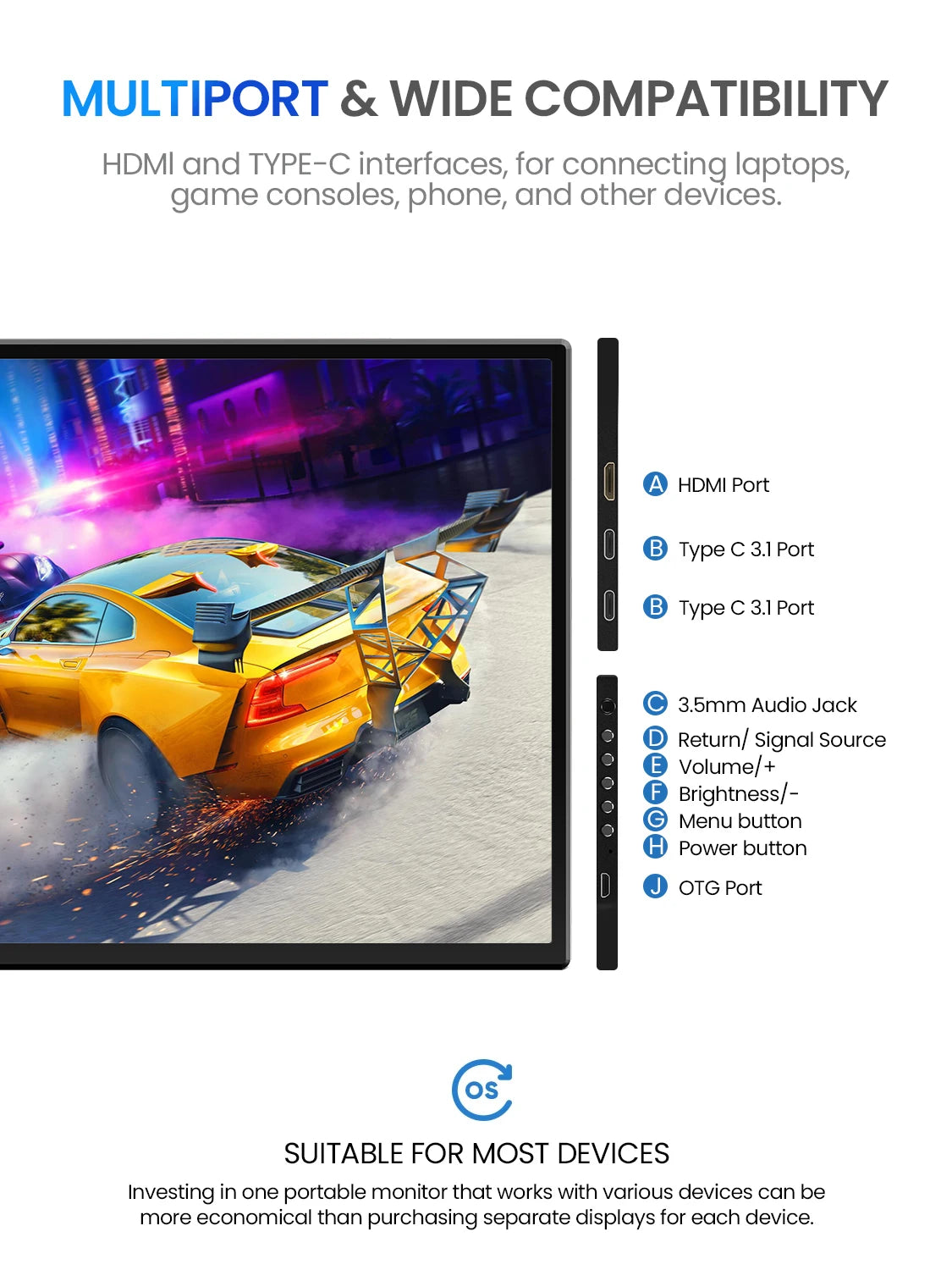 UPERFECT 24.5" 165Hz 2K Computer Monitor 1440P 100% sRGB Desktop Gaming Display for Laptop mini PC