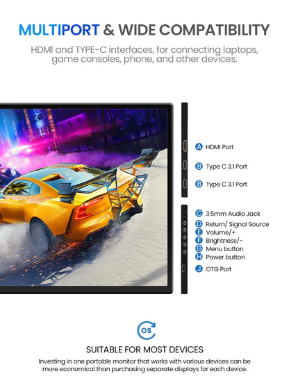 UPERFECT 24.5" 165Hz 2K Computer Monitor 1440P 100% sRGB Desktop Gaming Display for Laptop mini PC