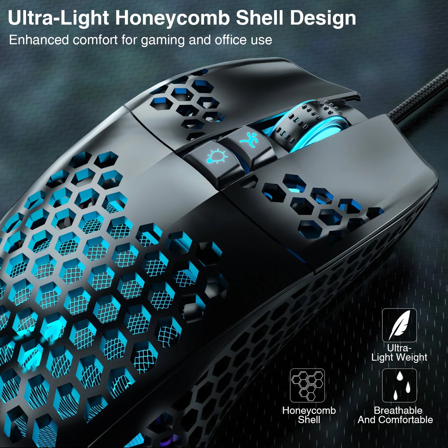 SM900 Wired Gaming Mouse Low Latency 12800 DPI 7 Buttons