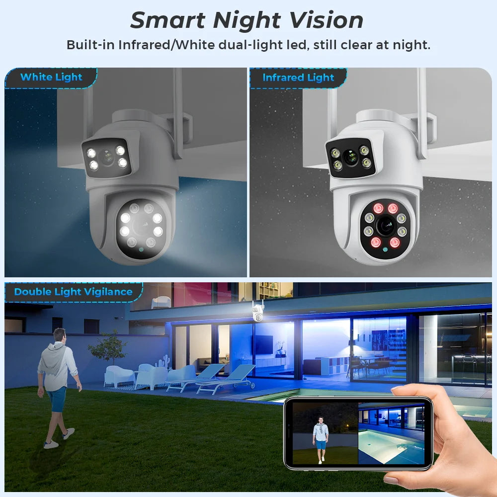Wifi Camera PTZ Outdoor Dual Screens Human Detection Dual Lenses