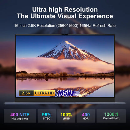Ninkear  N16 Pro Laptops 16" 2.5K 165Hz Intel Core i7-13620H WiFi 6 32GB RAM  1TB SSD