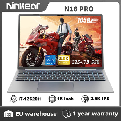 Ninkear  N16 Pro Laptops 16" 2.5K 165Hz Intel Core i7-13620H WiFi 6 32GB RAM  1TB SSD