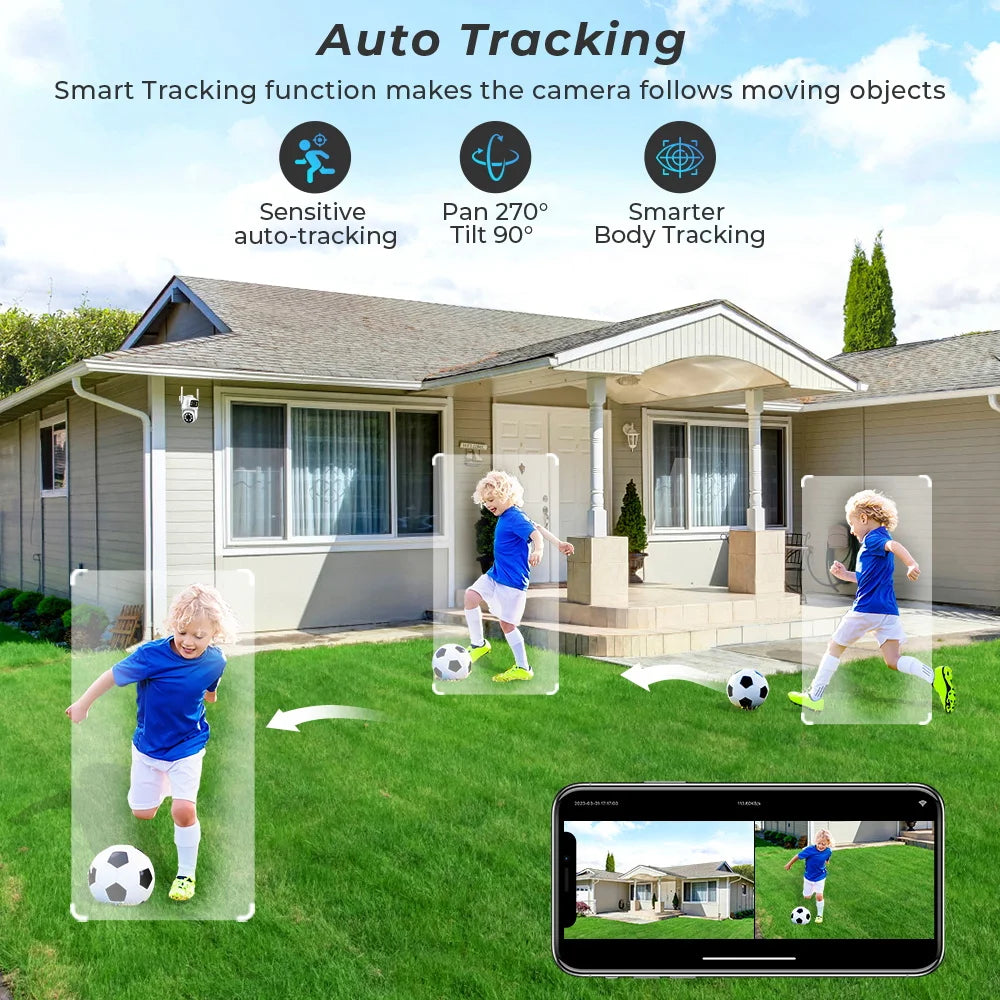Wifi Camera PTZ Outdoor Dual Screens Human Detection Dual Lenses