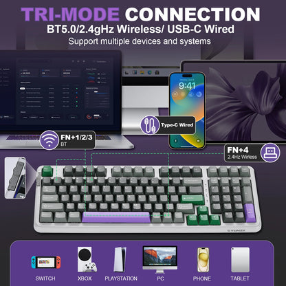 Wireless Bluetooth Mechanical Gaming Keyboard with Numpad